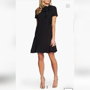 CeCe Black Mini Dress with Bow Detail